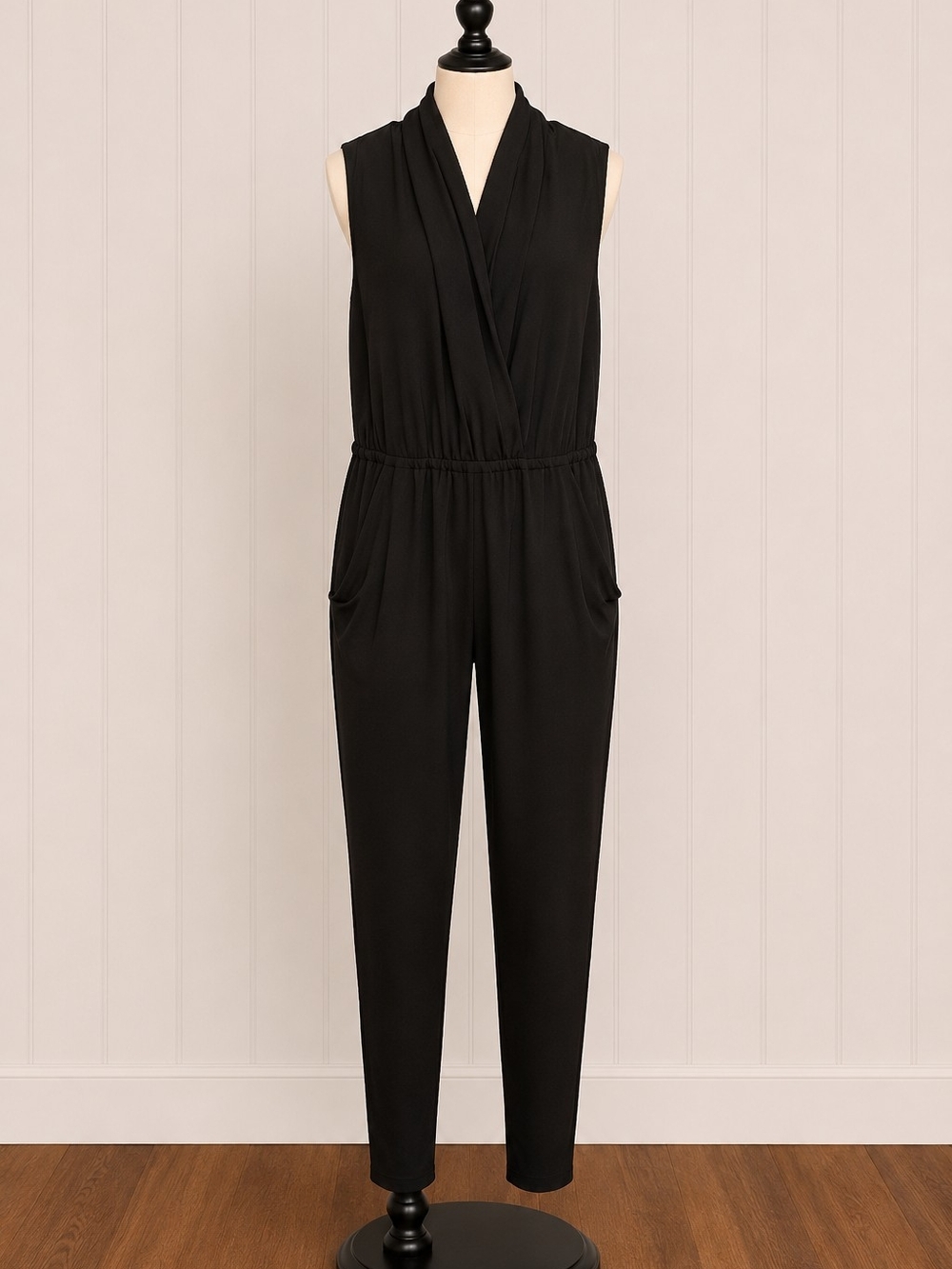 Michael Khors Sleeveless Black Surplice Jumpsuit